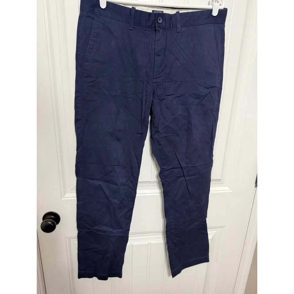 J.Crew Pants Mens 34x32 Flex Straight Navy Blue Chino Stretch EUC